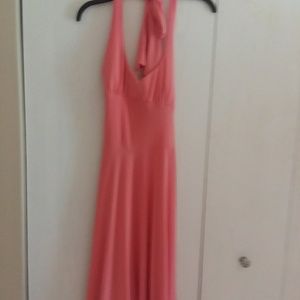 Coral neck tie dress